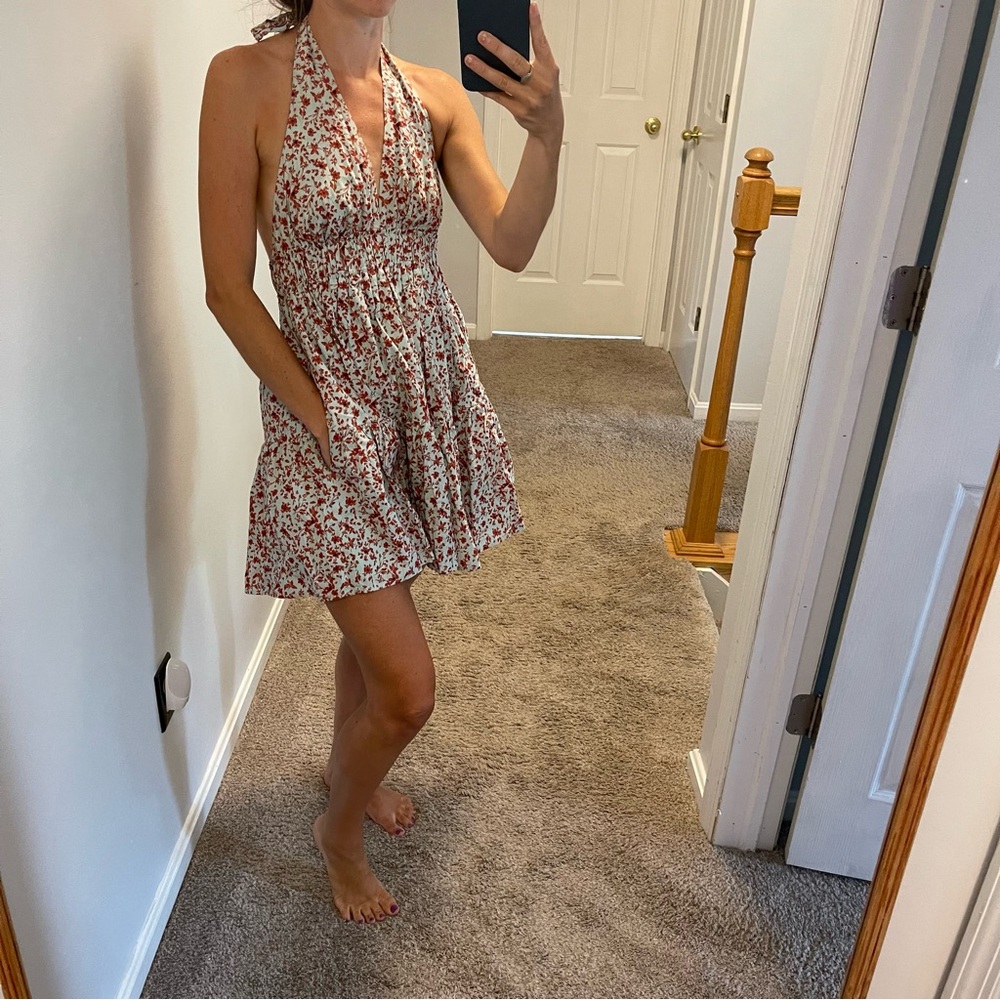 Cotton Candy LA Floral Ruffle Halter Back Mini Dress